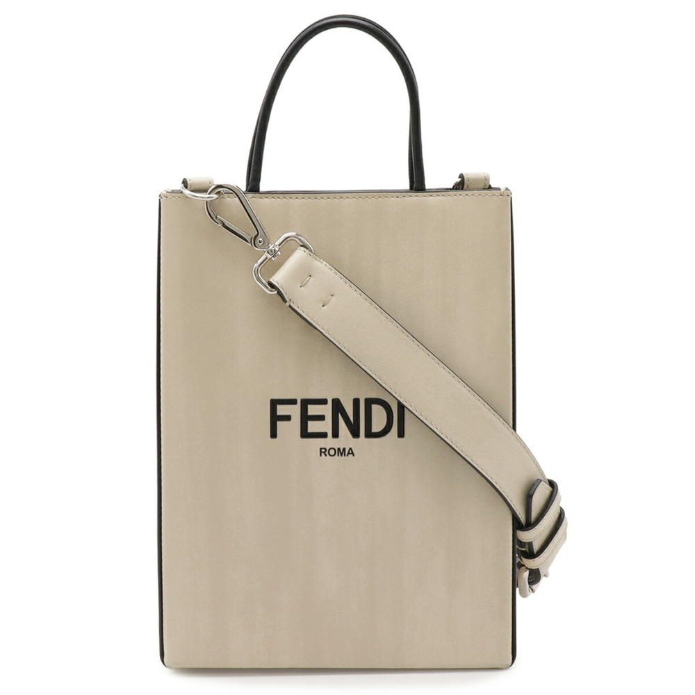 FENDI handbag, small shoulder bag, leather, beige, black, 7VA512
